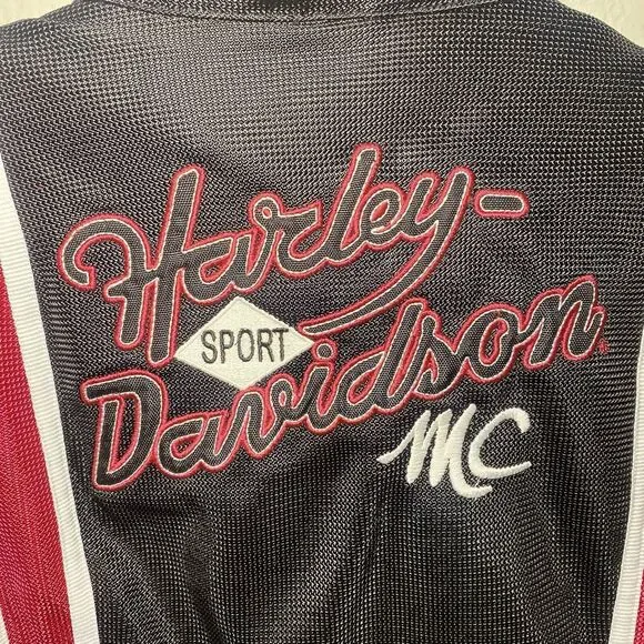 WOMENS HARLEY DAVIDSON SPORT JACKET RIDING GEAR MESH LINED SIZE LARGE BLACK RED